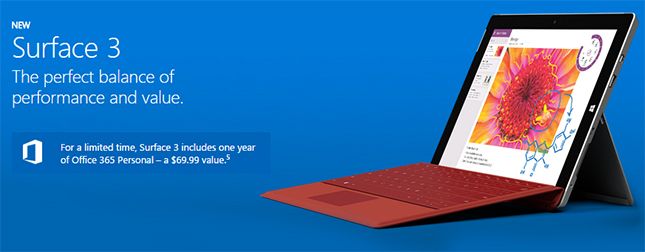 Microsoft Surface 3 10.8-inch FHD Plus Intel Atom x7-Z8700